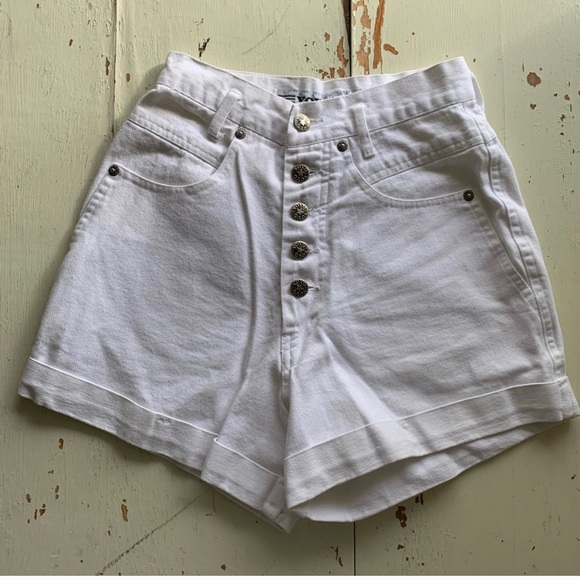 Vintage Pants - VTG ultra high rise button fly denim shorts